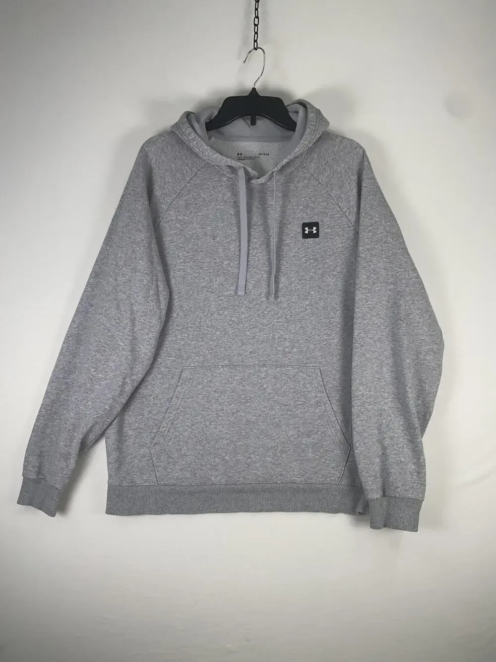 Under Armour Hoodie Mens Large Gray Fleece Pullover Kangaroo Pocket Logo